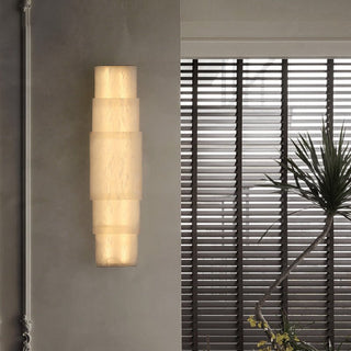 Tiered Alabaster Column Sconce-Neutral Decor