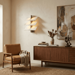 Tiered Alabaster Wall Sconce-Neutral Decor