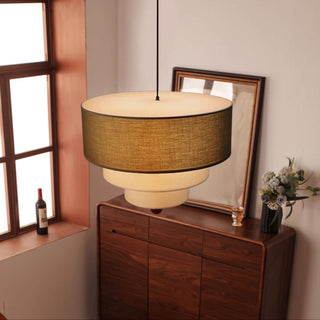 Tiered Fabric Pendant Light-Neutral Decor