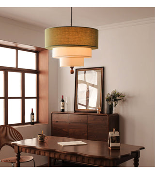 Tiered Fabric Pendant Light-Neutral Decor