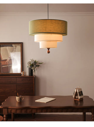 Tiered Fabric Pendant Light-Neutral Decor