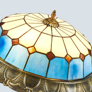 Tiffany Rétro LED Plafonnier Métal Verre Rond Chambre À Coucher