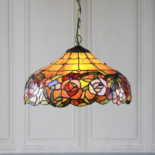 Tiffany Rustique Suspension Tachée Métal Verre Salon