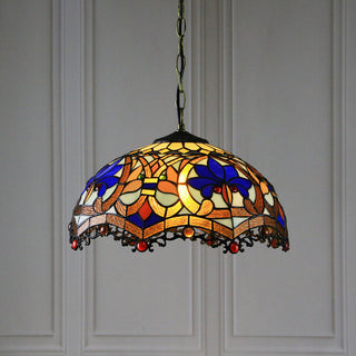 Tiffany Rustique Suspension Tachée Métal Verre Salon