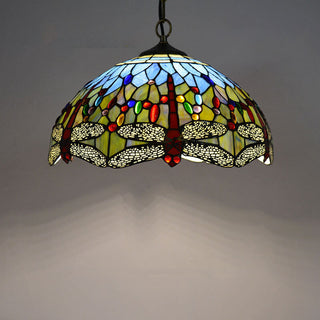 Tiffany Rustique Suspension Tachée Métal Verre Salon
