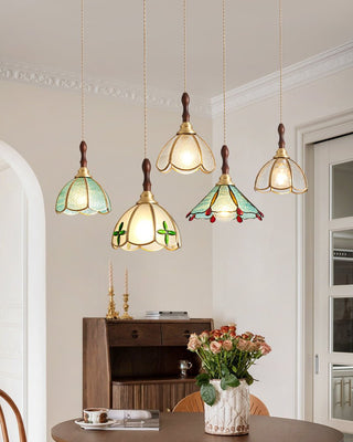 Floraner Suspension Lampe en Laiton et Verre