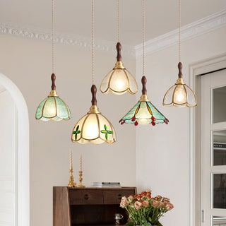 Floraner Suspension Lampe en Laiton et Verre