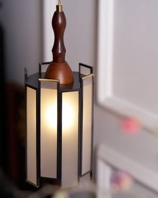 Florace Suspension Vintage en Bois et Verre