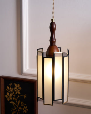 Florace Suspension Vintage en Bois et Verre