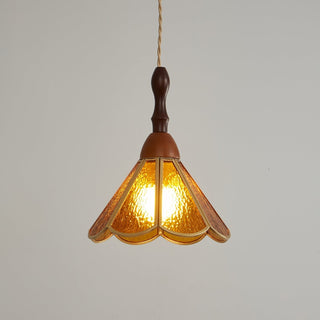 Florace Suspension Vintage en Bois et Verre