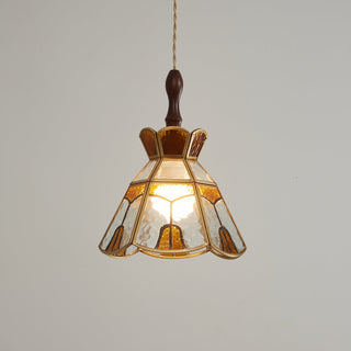 Florace Suspension Vintage en Bois et Verre