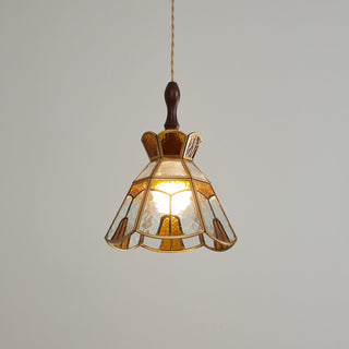 Florace Suspension Vintage en Bois et Verre