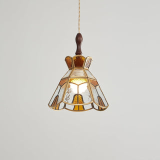 Florace Suspension Vintage en Bois et Verre