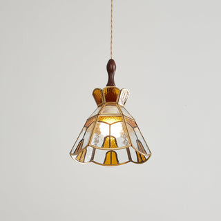 Florace Suspension Vintage en Bois et Verre