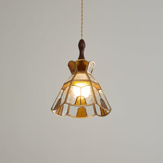 Florace Suspension Vintage en Bois et Verre