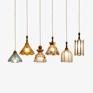 Florace Suspension Vintage en Bois et Verre