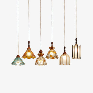 Florace Suspension Vintage en Bois et Verre
