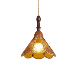 Florace Suspension Vintage en Bois et Verre