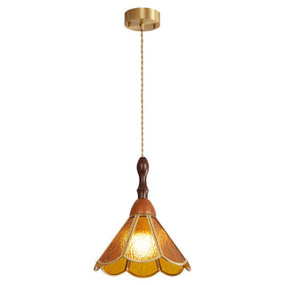 Florace Suspension Vintage en Bois et Verre