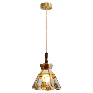 Florace Suspension Vintage en Bois et Verre