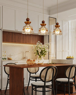 Florace Suspension Vintage en Bois et Verre