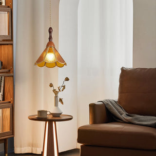 Florace Suspension Vintage en Bois et Verre