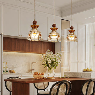 Florace Suspension Vintage en Bois et Verre