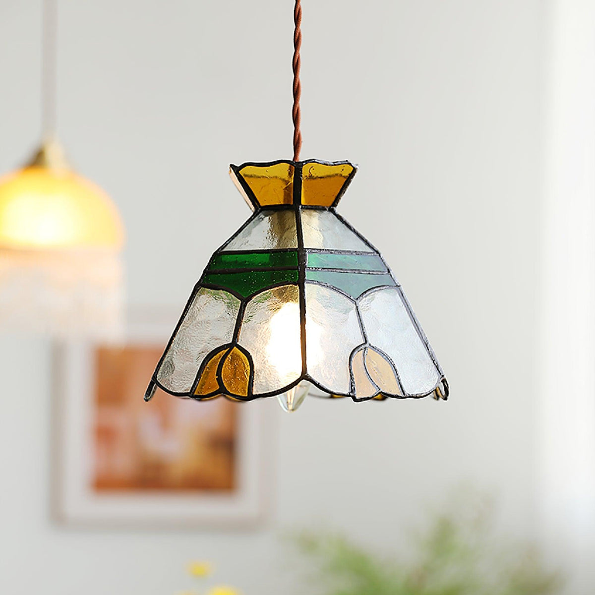 Coriva Pendant Light Stained Glass Mid-century-Neutral Decor