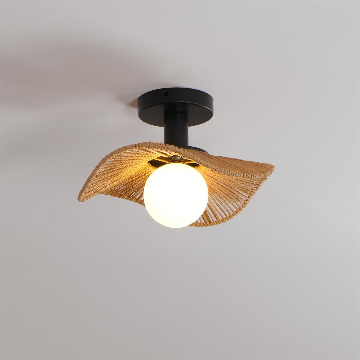 Fynora Woven Semi Flush Ceiling Light-Neutral Decor