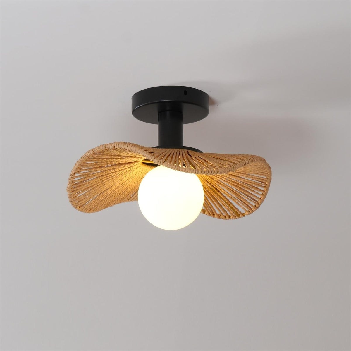 Fynora Woven Semi Flush Ceiling Light-Neutral Decor