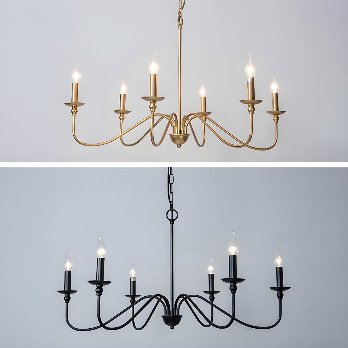 Vivio Lustre Bougie Dorée Bras Courbés