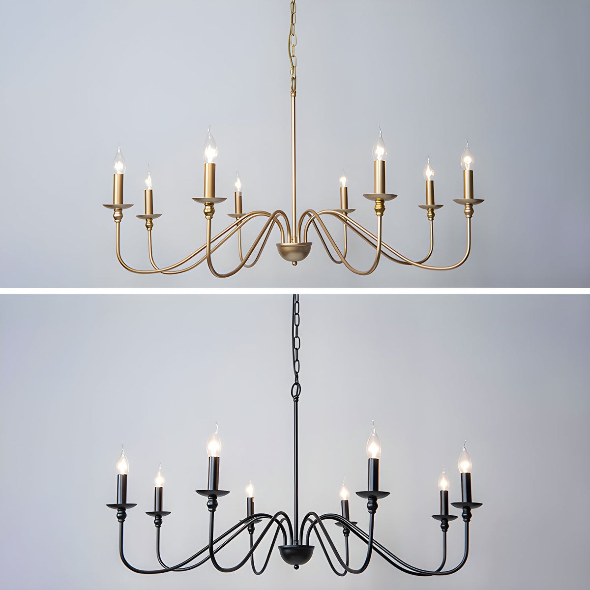 Vivio Lustre Bougie Dorée Bras Courbés