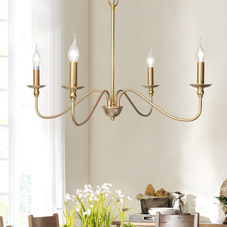 Lustra Lustre Bougie Dorée Bras Courbés