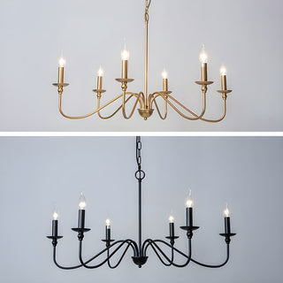 Lustra Lustre Bougie Dorée Bras Courbés