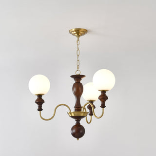 Lustra Lustre Bois Laiton Globe Intemporel