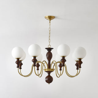 Lustra Lustre Bois Laiton Globe Intemporel