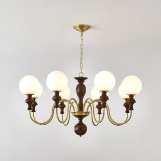 Lustra Lustre Bois Laiton Globe Intemporel