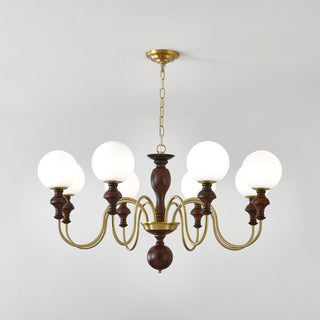 Lustra Lustre Bois Laiton Globe Intemporel