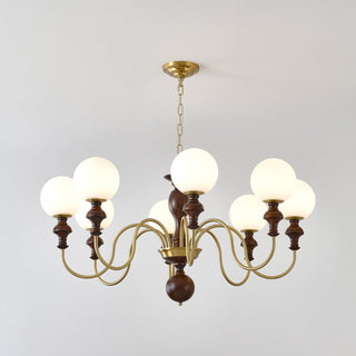 Lustra Lustre Bois Laiton Globe Intemporel