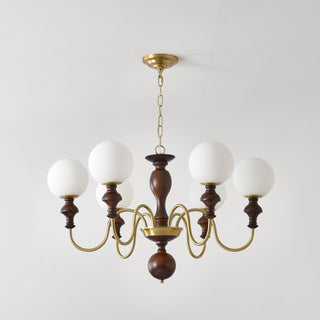 Lustra Lustre Bois Laiton Globe Intemporel