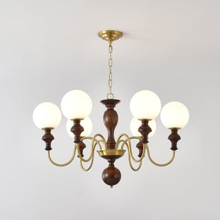 Lustra Lustre Bois Laiton Globe Intemporel