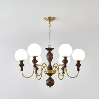 Lustra Lustre Bois Laiton Globe Intemporel