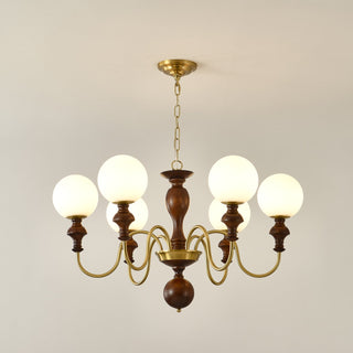 Lustra Lustre Bois Laiton Globe Intemporel