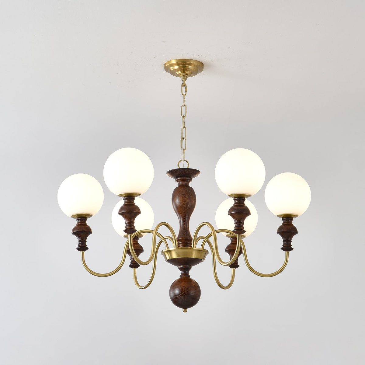 Darenoris Lustre Bois Laiton Globe Intemporel