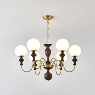 Lustra Lustre Bois Laiton Globe Intemporel