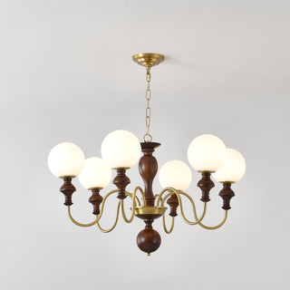 Lustra Lustre Bois Laiton Globe Intemporel