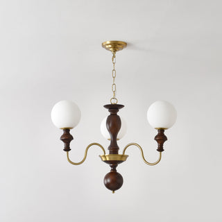 Lustra Lustre Bois Laiton Globe Intemporel