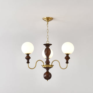 Lustra Lustre Bois Laiton Globe Intemporel