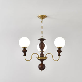 Lustra Lustre Bois Laiton Globe Intemporel