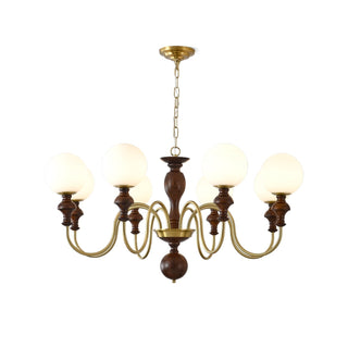 Lustra Lustre Bois Laiton Globe Intemporel